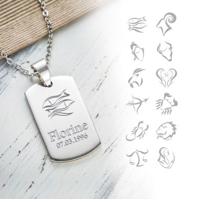 Army Dog Tag Kette mit Gravur - Sternzeichen
