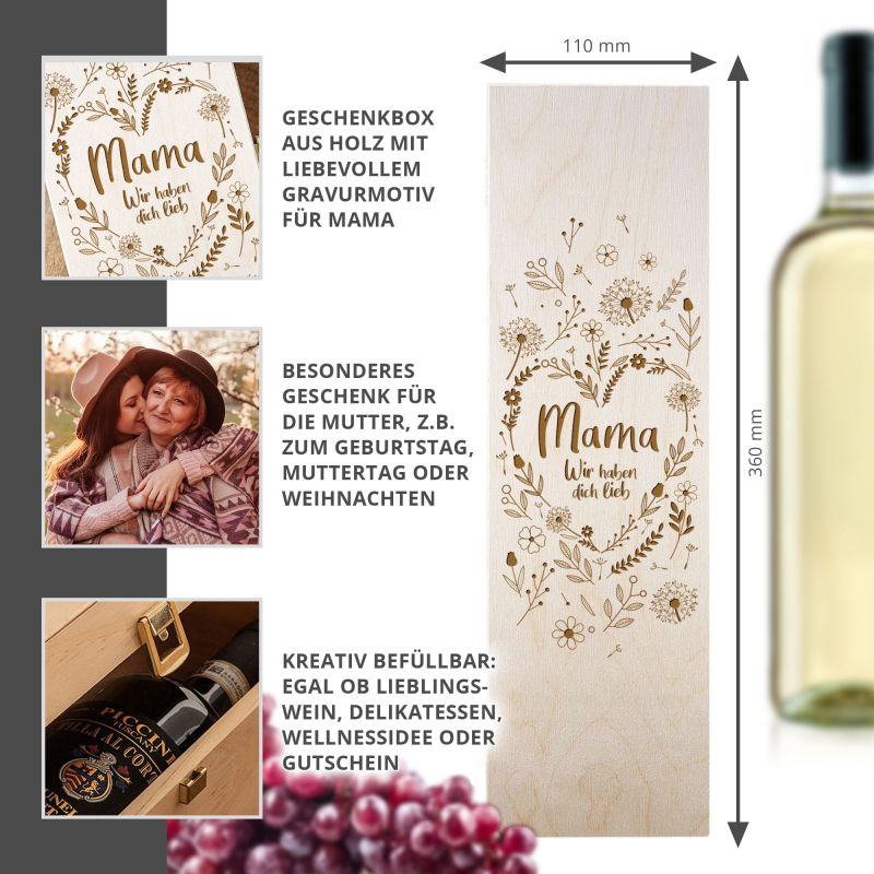 Tavoletta di legno personalizzata Collage Mamma elegante - Made In Gift