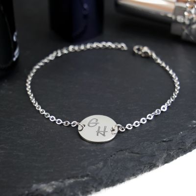 Armband Silber mit runder Plakette - Initialen