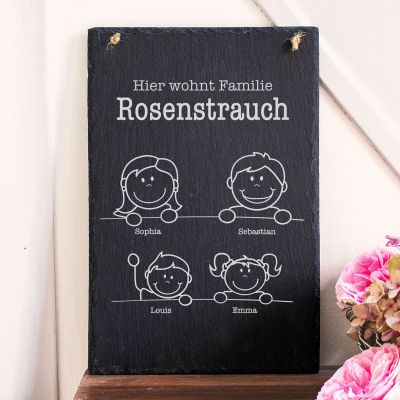 Große Schiefertafel mit Gravur für Familien