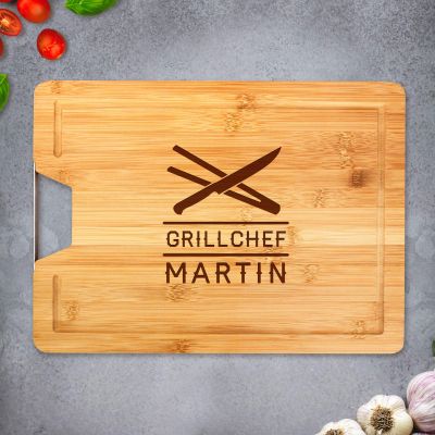 Bambusholz Schneidebrett mit Grillchef Gravur