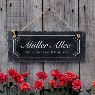 Schiefertafel mit Gravur - Familie Allee