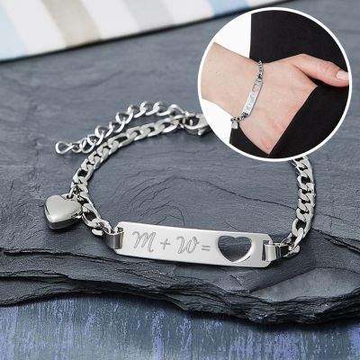 Armband mit Herzstanze Silber - Initialengravur