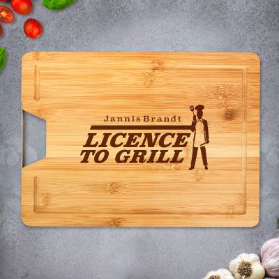 Bambusholz Schneidebrett mit Gravur - Licence to