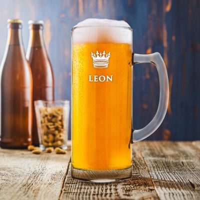 Bierkrug mit Gravur - König Krone