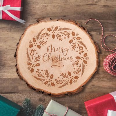 Baumscheibe mit Gravur - Merry Christmas