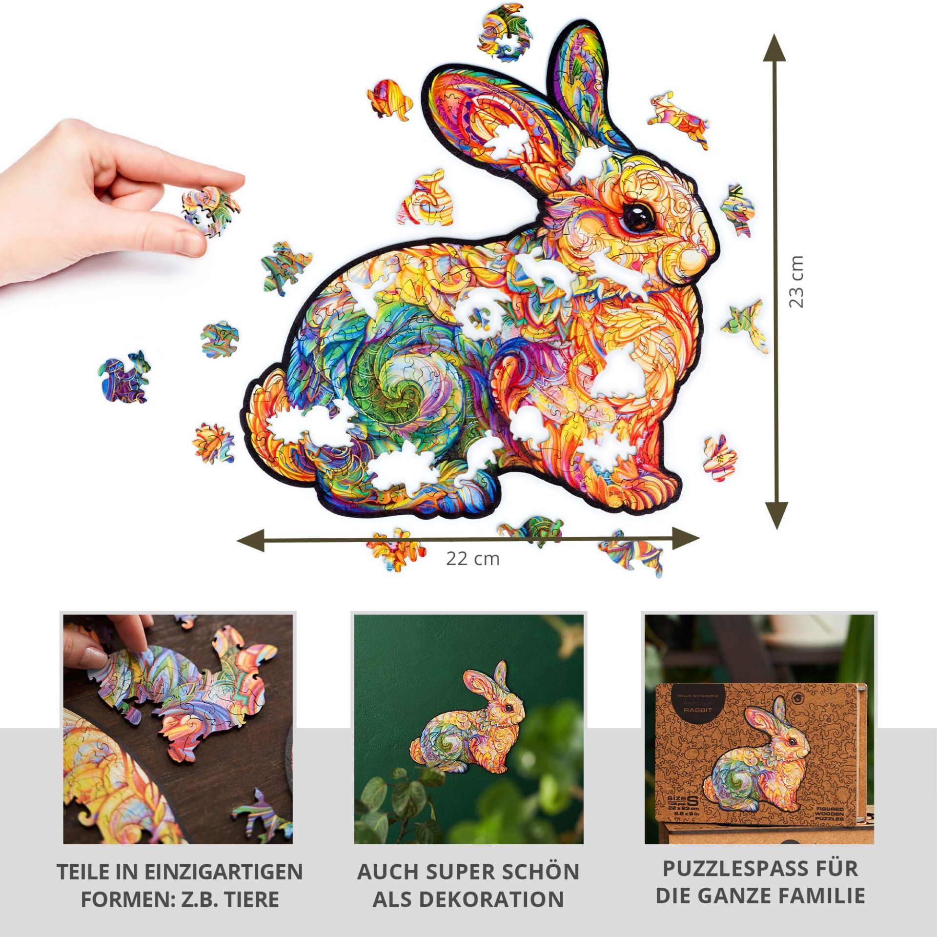Panda-Holzpuzzle In Tierform – 300 Teile Magisches Holzspiel Für Erwachsene & Kinder, 37x42cm, Mit Geschenkbox