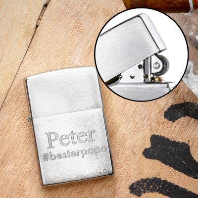 Zippo Feuerzeug mit Gravur - Hashtag Papa