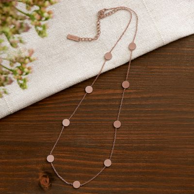Layering Kette mit Plättchen - Rosegold