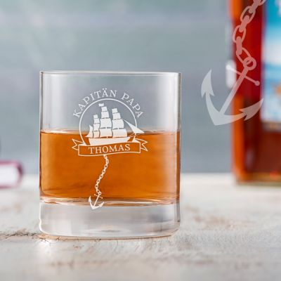 Personalisiertes Rumglas für Papa - Segelschiff