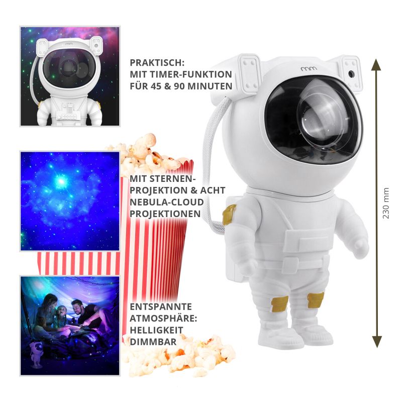 Dechoga Astronaut Sternenhimmel Projektor – Mit Bluetooth-Lautsprecher, Weißem Rauschen & 8 Lichtmodi