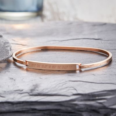 Armreif Rosegold mit Gravur - Geokoordinaten