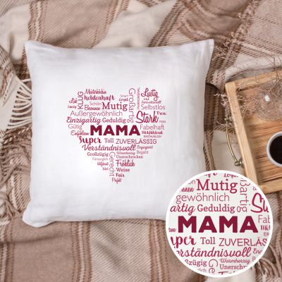 Personalisiertes Kissen für Mama - Herz aus Worten