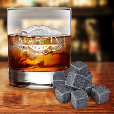 Whisky Set Banderole - Whisky Steine und Glas