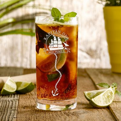 Cocktailglas mit Gravur für Opa - Segelschiff