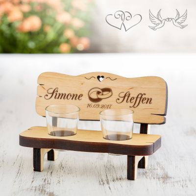 Personalisierte Schnapsbank zur Hochzeit