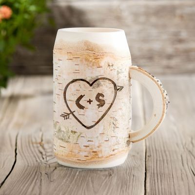 Holz Bierkrug mit Gravur - Amors Pfeil -