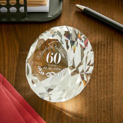 Diamant Kristall mit Gravur zur diamantenen Hochzeit