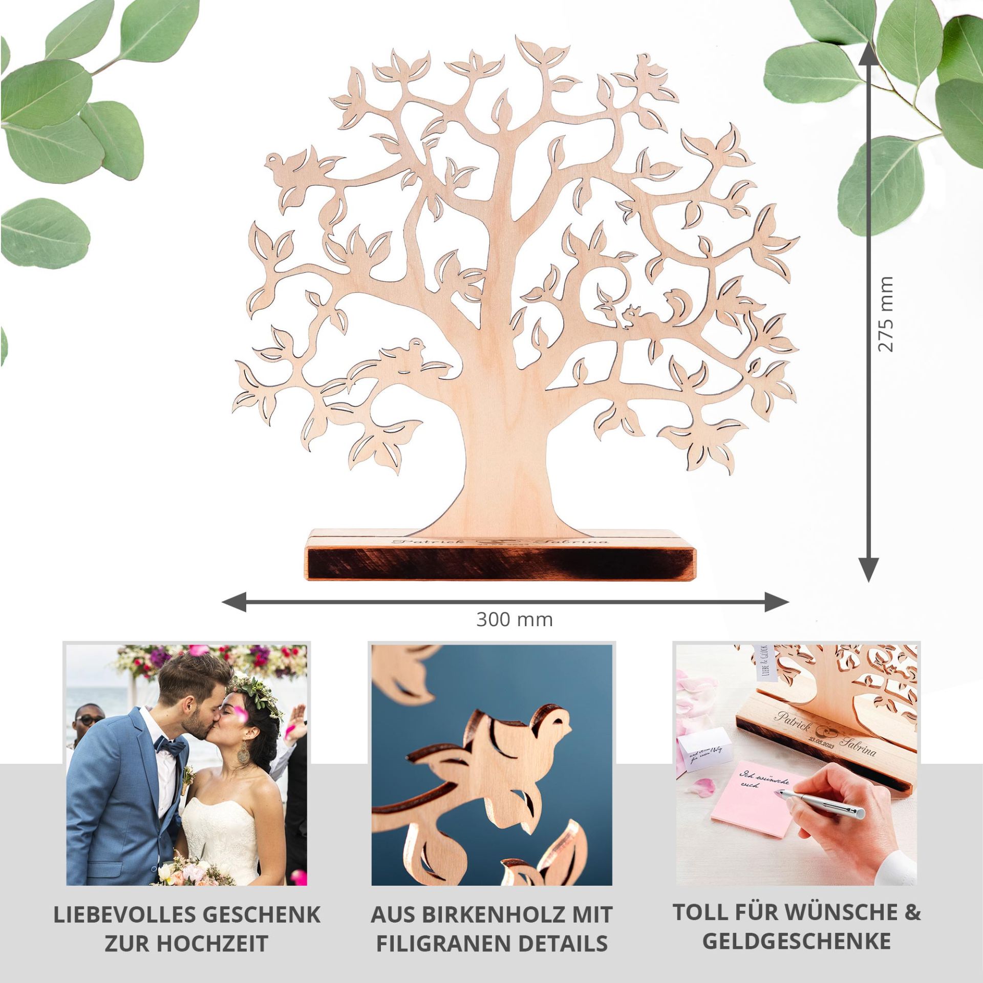 Großer Geldbaum mit Gravur Geldgeschenk zur Hochzeit