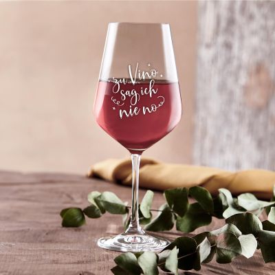 Weinglas mit Gravur - Zu Vino sag ich nie no