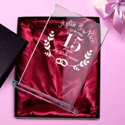 Personalisierter Glaspokal zur Kristallhochzeit - 15 Jahre