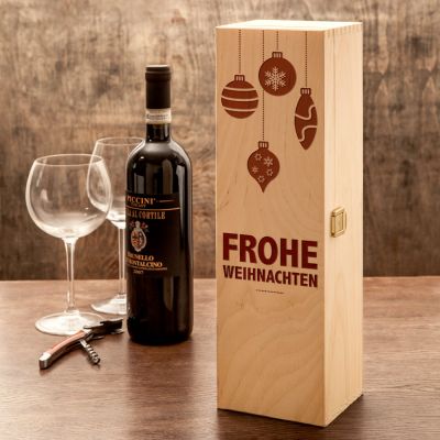 Edle Weinkiste - mit Weihnachtsgravur