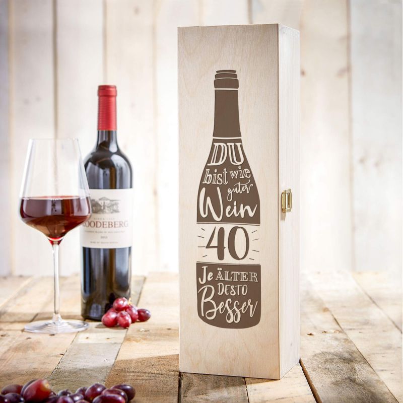 Holz Weinkiste 40. Geburtstag Flaschen Geschenkkiste