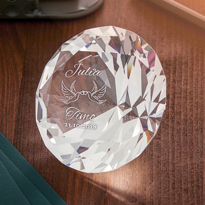 Diamant Kristall mit Gravur zur Hochzeit -