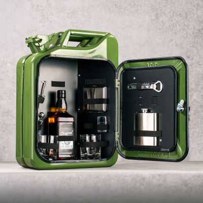 Kanisterbar mit 8-teiligem Zubehör - grüne Mini Bar