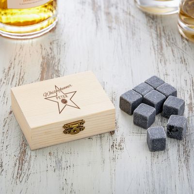 Whisky Steine in Holzkiste mit Gravur - Star of Fame