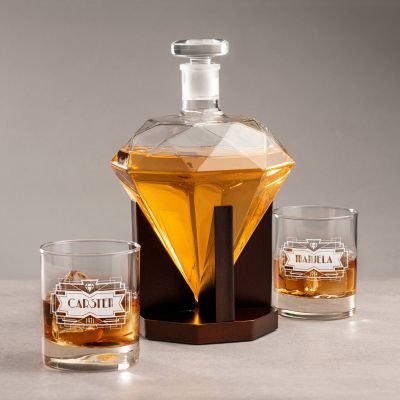 Set mit Diamant Karaffe und 2 Whiskygläsern mit
