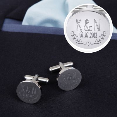 Manschettenknöpfe Silber zur Hochzeit - rund -